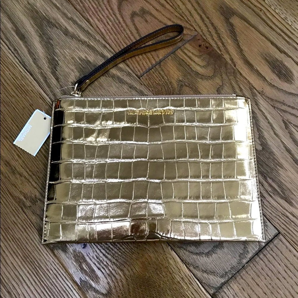 MICHAEL Michael Kors Gold Wristlet Clutch NWT
